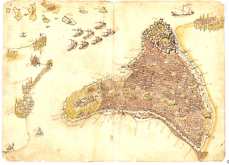 Depiction of the Bosphorus Strait (1525). General archive of Simancas.